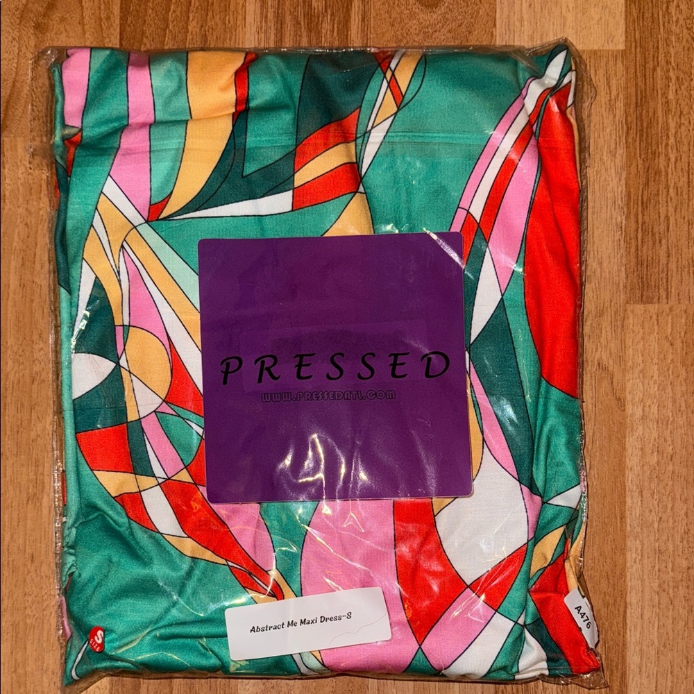 Pressed Abstract Multicolor Maxi Dress